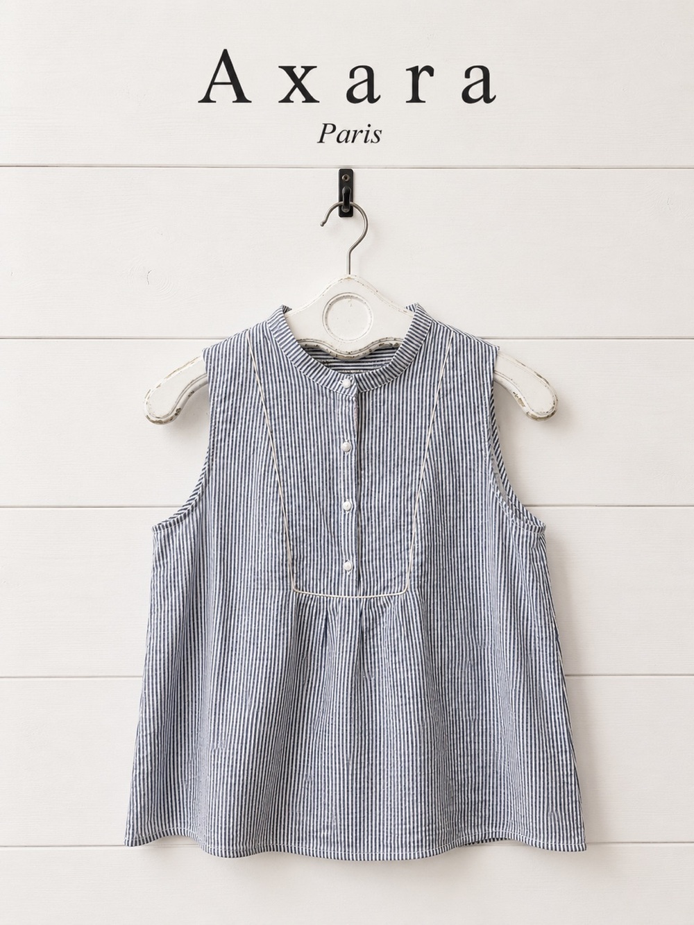 Axara Paris Striped Sleeveless Cotton Blouse – Size M